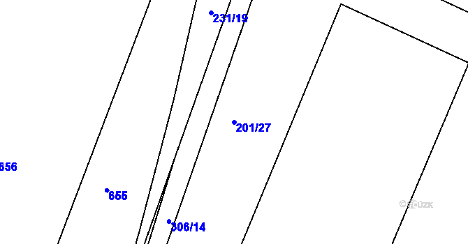 Parcela st. 201/27 v KÚ Podbřežice, Katastrální mapa
