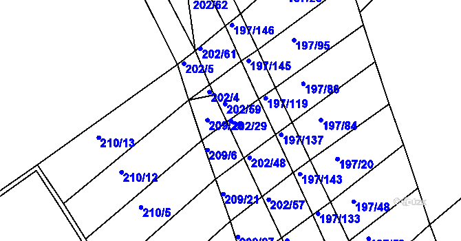 Parcela st. 202/29 v KÚ Podbřežice, Katastrální mapa