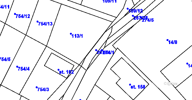 Parcela st. 267/6 v KÚ Podbřežice, Katastrální mapa