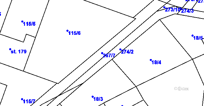 Parcela st. 267/7 v KÚ Podbřežice, Katastrální mapa
