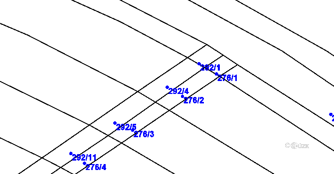 Parcela st. 292/4 v KÚ Podbřežice, Katastrální mapa