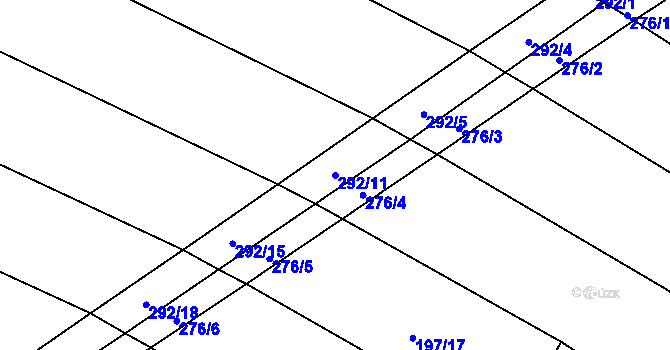 Parcela st. 292/11 v KÚ Podbřežice, Katastrální mapa