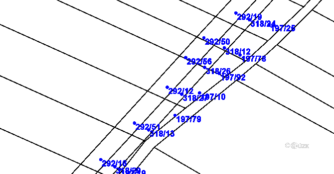Parcela st. 292/12 v KÚ Podbřežice, Katastrální mapa