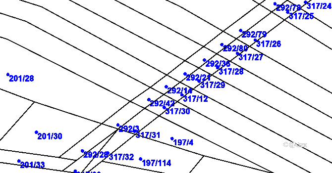 Parcela st. 292/14 v KÚ Podbřežice, Katastrální mapa