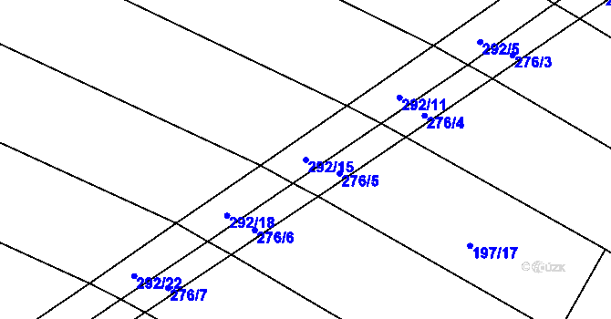 Parcela st. 292/15 v KÚ Podbřežice, Katastrální mapa