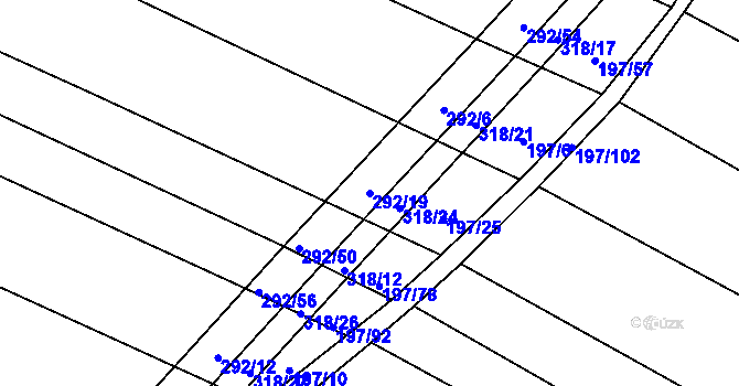 Parcela st. 292/19 v KÚ Podbřežice, Katastrální mapa