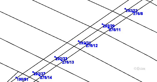 Parcela st. 292/31 v KÚ Podbřežice, Katastrální mapa