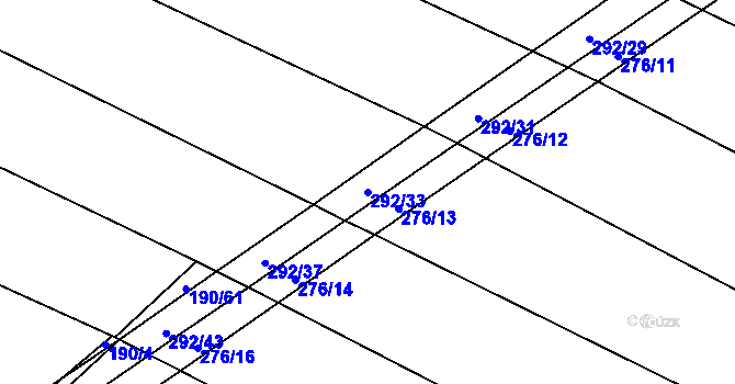 Parcela st. 292/33 v KÚ Podbřežice, Katastrální mapa