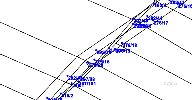 Parcela st. 292/38 v KÚ Podbřežice, Katastrální mapa