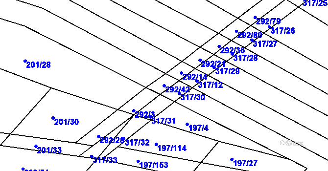 Parcela st. 292/42 v KÚ Podbřežice, Katastrální mapa