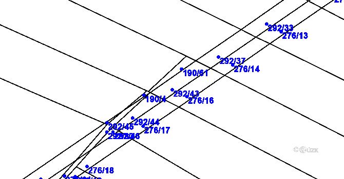 Parcela st. 292/43 v KÚ Podbřežice, Katastrální mapa