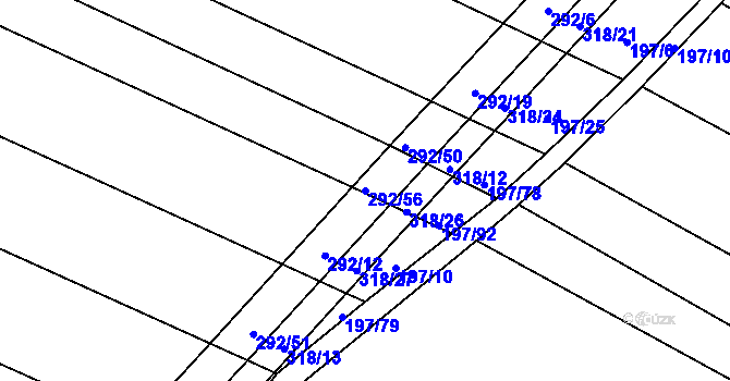Parcela st. 292/56 v KÚ Podbřežice, Katastrální mapa