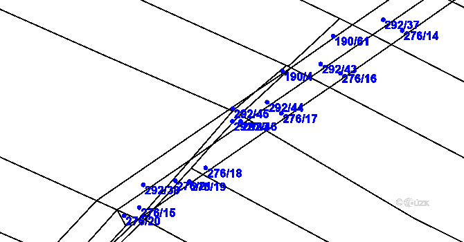 Parcela st. 292/83 v KÚ Podbřežice, Katastrální mapa