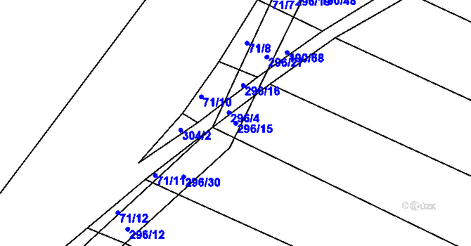 Parcela st. 296/15 v KÚ Podbřežice, Katastrální mapa