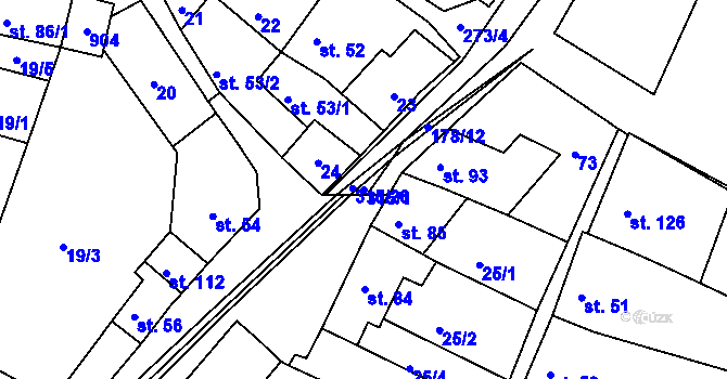 Parcela st. 315/1 v KÚ Podbřežice, Katastrální mapa