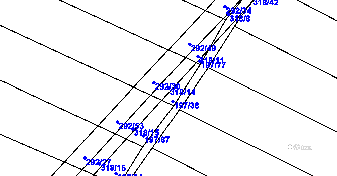 Parcela st. 318/14 v KÚ Podbřežice, Katastrální mapa