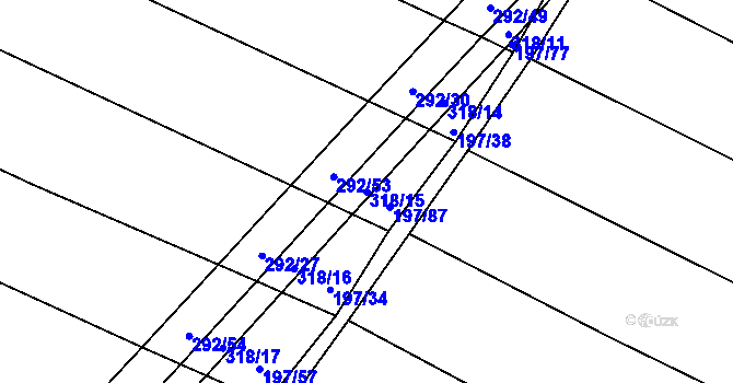 Parcela st. 318/15 v KÚ Podbřežice, Katastrální mapa