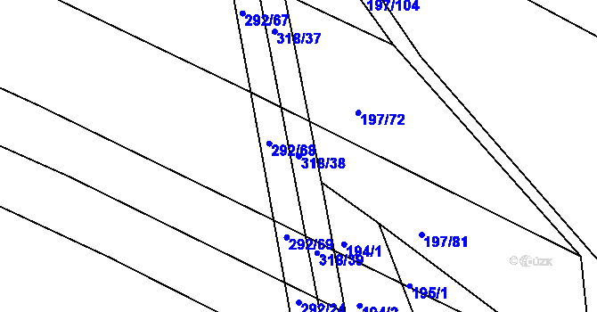 Parcela st. 318/38 v KÚ Podbřežice, Katastrální mapa