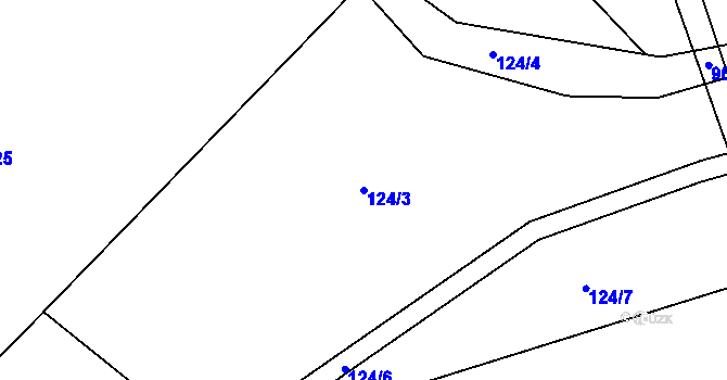 Parcela st. 124/3 v KÚ Komušín, Katastrální mapa