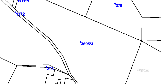 Parcela st. 369/23 v KÚ Komušín, Katastrální mapa