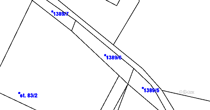 Parcela st. 1389/6 v KÚ Komušín, Katastrální mapa