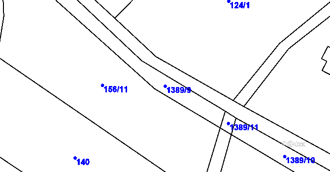 Parcela st. 1389/9 v KÚ Komušín, Katastrální mapa