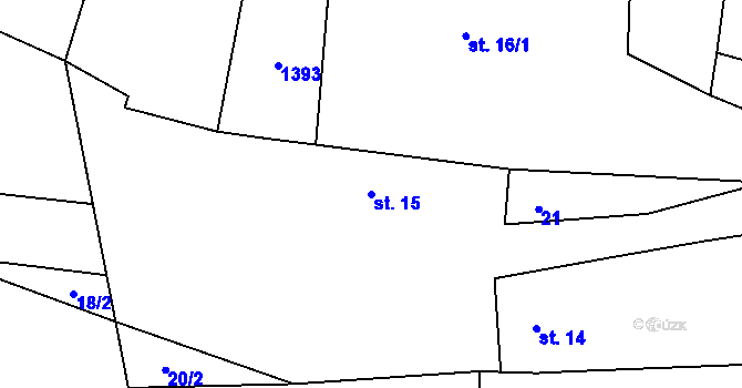 Parcela st. 15 v KÚ Komušín, Katastrální mapa