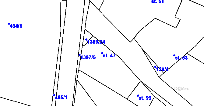 Parcela st. 47 v KÚ Komušín, Katastrální mapa