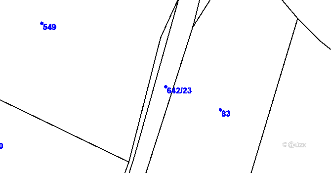 Parcela st. 642/23 v KÚ Slivonice, Katastrální mapa