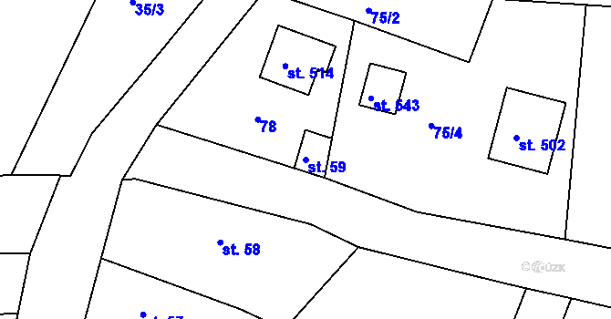 Parcela st. 59 v KÚ Konárovice, Katastrální mapa