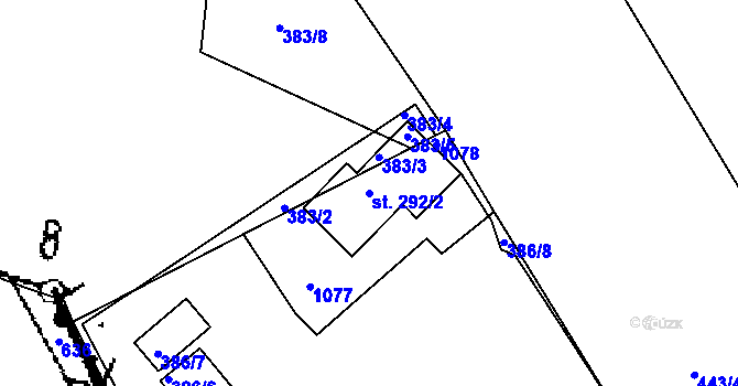 Parcela st. 292/2 v KÚ Konárovice, Katastrální mapa