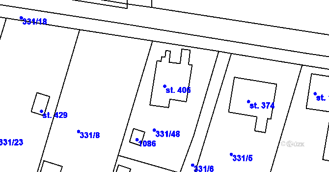 Parcela st. 406 v KÚ Konárovice, Katastrální mapa