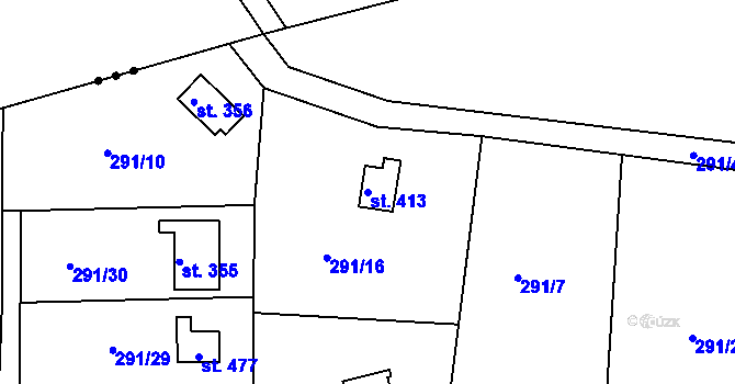 Parcela st. 413 v KÚ Konárovice, Katastrální mapa