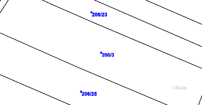 Parcela st. 206/3 v KÚ Konárovice, Katastrální mapa