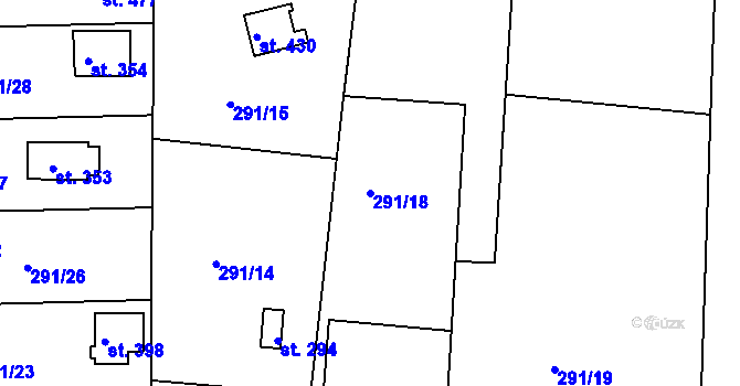 Parcela st. 291/18 v KÚ Konárovice, Katastrální mapa