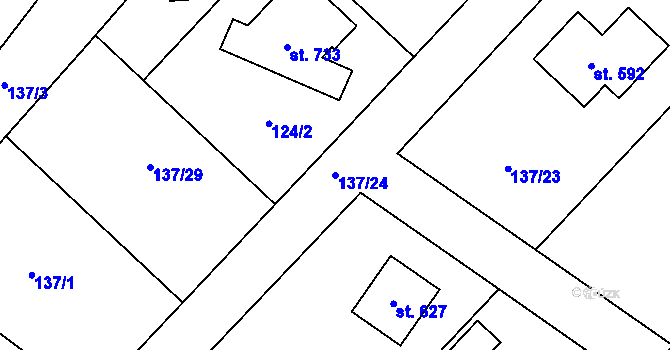 Parcela st. 137/24 v KÚ Konárovice, Katastrální mapa