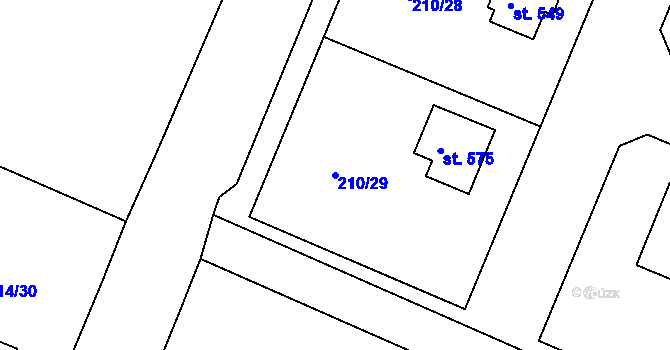 Parcela st. 210/29 v KÚ Konárovice, Katastrální mapa