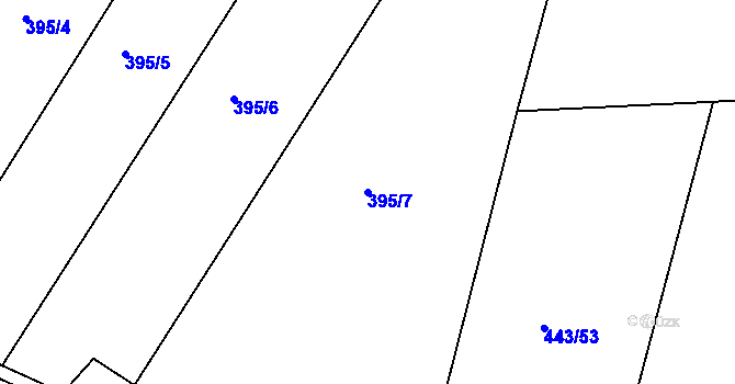Parcela st. 395/7 v KÚ Konárovice, Katastrální mapa