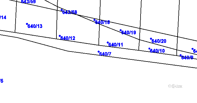 Parcela st. 640/7 v KÚ Konárovice, Katastrální mapa