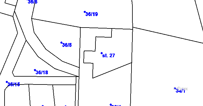 Parcela st. 27 v KÚ Dub u Kondrace, Katastrální mapa