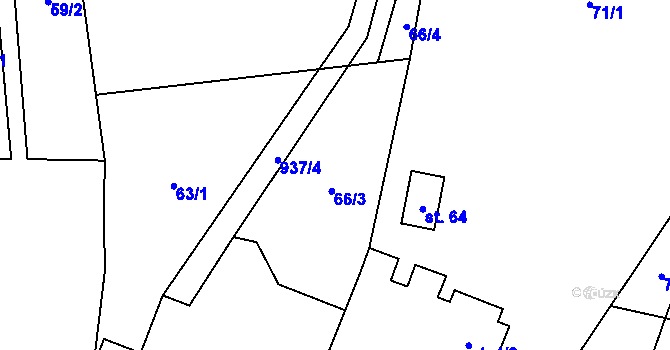 Parcela st. 66 v KÚ Dub u Kondrace, Katastrální mapa