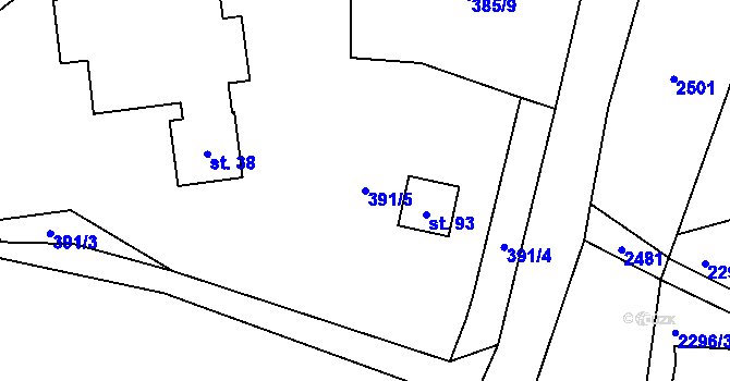 Parcela st. 391/5 v KÚ Dub u Kondrace, Katastrální mapa