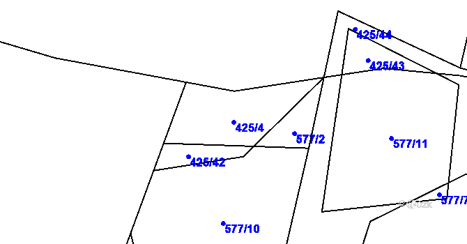 Parcela st. 425/4 v KÚ Dub u Kondrace, Katastrální mapa
