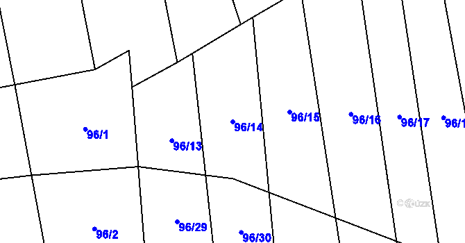 Parcela st. 96/14 v KÚ Dub u Kondrace, Katastrální mapa
