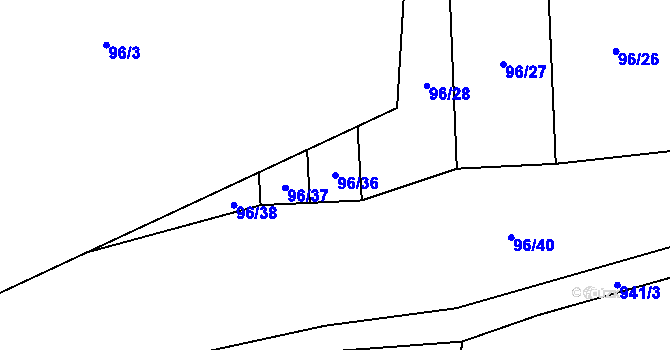 Parcela st. 96/36 v KÚ Dub u Kondrace, Katastrální mapa