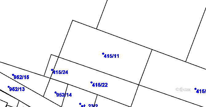Parcela st. 415/11 v KÚ Dub u Kondrace, Katastrální mapa