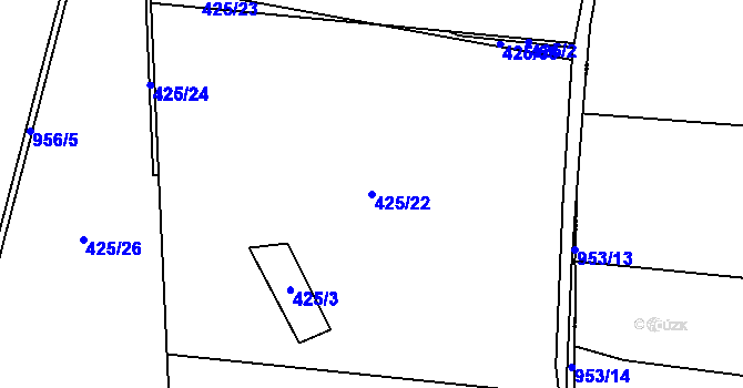 Parcela st. 425/22 v KÚ Dub u Kondrace, Katastrální mapa