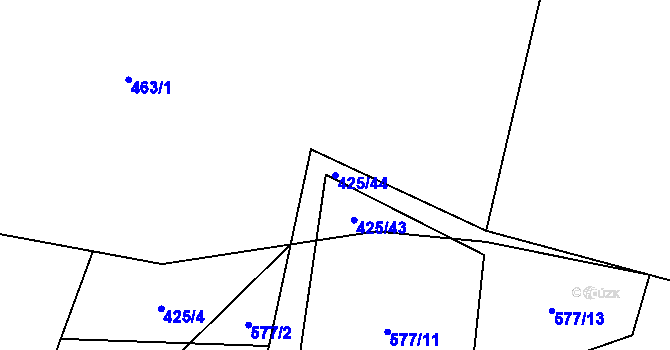 Parcela st. 425/44 v KÚ Dub u Kondrace, Katastrální mapa