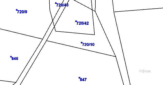 Parcela st. 720/10 v KÚ Dub u Kondrace, Katastrální mapa