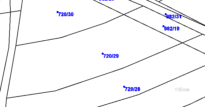 Parcela st. 720/29 v KÚ Dub u Kondrace, Katastrální mapa